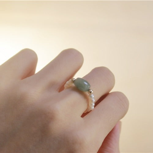 Natural Jade Pearl Mini Ring