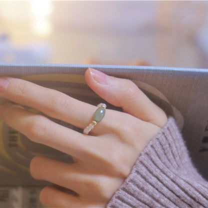 Natural Jade Pearl Mini Ring