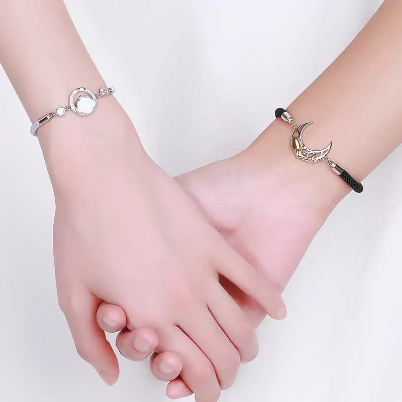 Couple Sun & Moon Silver Bracelet