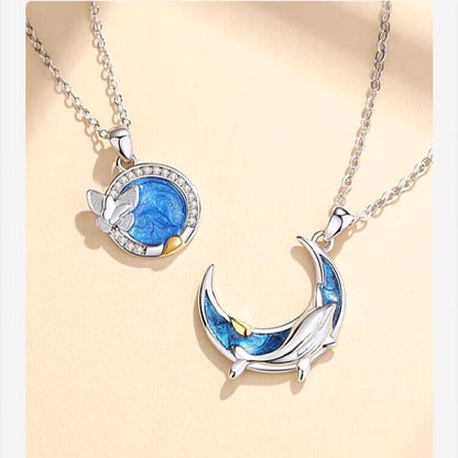 Cloud Dream Butterfly Whale Couple Necklace