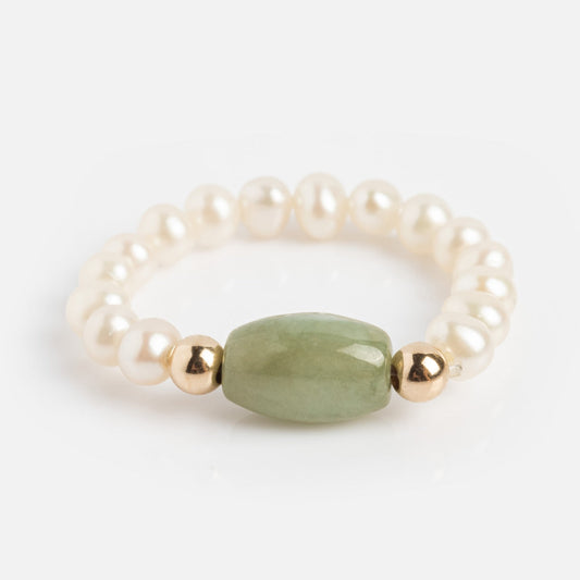 Natural Jade Pearl Mini Ring