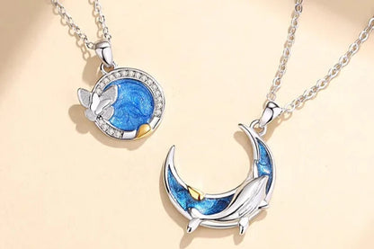 Cloud Dream Butterfly Whale Couple Necklace