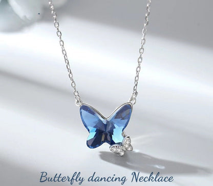 Austrian Crystal Butterfly Pendant Necklace