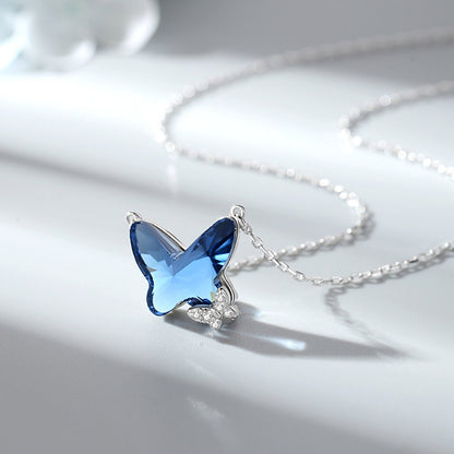 Austrian Crystal Butterfly Pendant Necklace