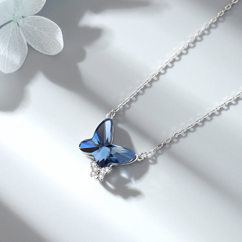 Austrian Crystal Butterfly Pendant Necklace